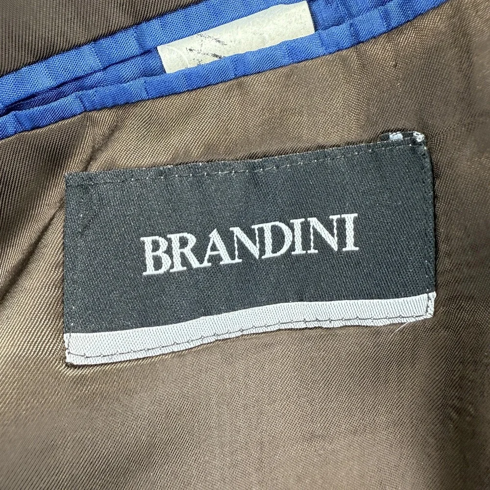 Brandini Blazer Mens 48L Brown Herringbone 3 Button Sport Coat Notch Lapel‎